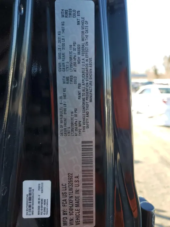2020 Jeep Wrangler VIN 1C4HJXFN1LW326922 - photo 14 of 14