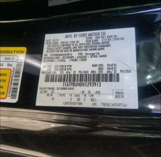 2017 Ford Mustang VIN 1FATP8UH0H5293913 - photo 11 of 11