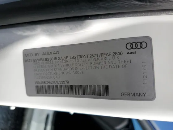 2021 Audi A5 VIN WAUABCF52MA039978 - photo 10 of 13