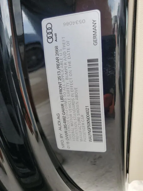 2019 Audi A5 VIN WAUYNGF50KN004021 - photo 6 of 13
